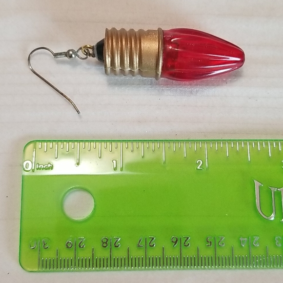 Red Christmas Light Bulb Earrings - Picture 4 of 4